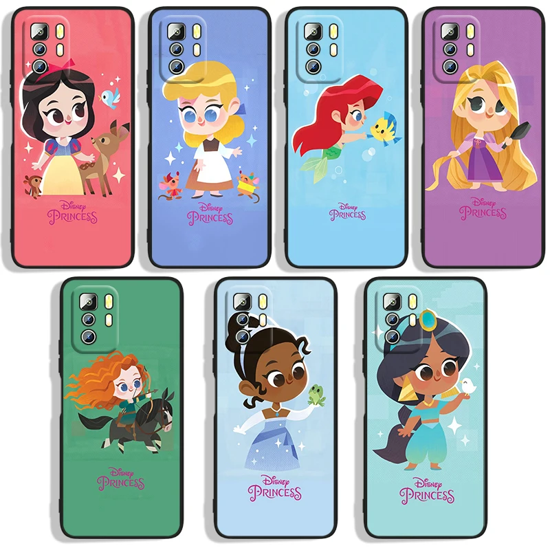 

Princess Art Phone Case For Xiaomi Redmi Note 10 10S 10T 10ProMax 11 11S 11T 11E Lite Pro 5G Black luxury Silicone Funda Cover