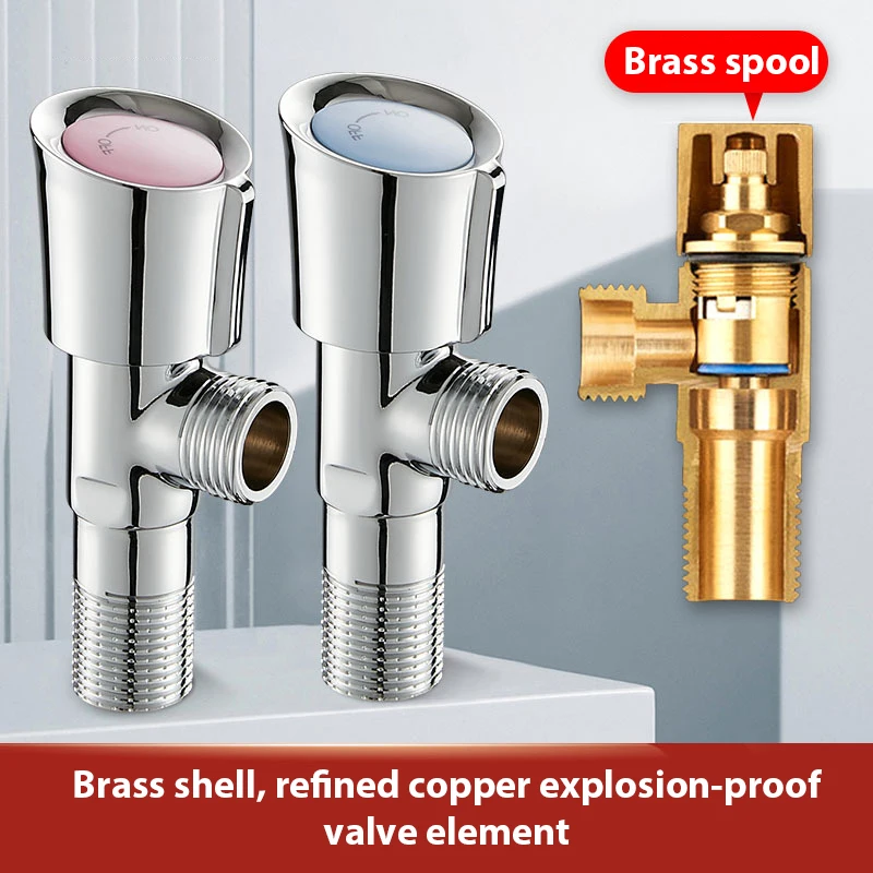 

Triangle Valve brass Angle Valve Copper Thicken 4 Points Hot And Cold Water Stop Valve Copper Core For Bathroom Kitchen