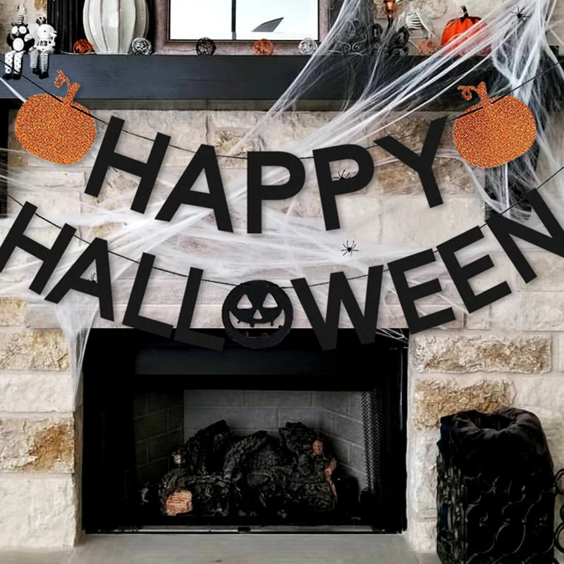 

3pcs/set Halloween Decoration Horror Pumpkin Bunting Flag Props Ghost Banner Garland Halloween Party Supplies