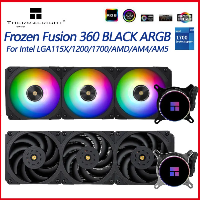 

Thermalright Frozen Fusion 360 BLACK ARGB CPU Liquid Cooler 5V 3PIN CPU Fan Water Cooling Radiator For LGA1700 115x AMD AM4 AM5