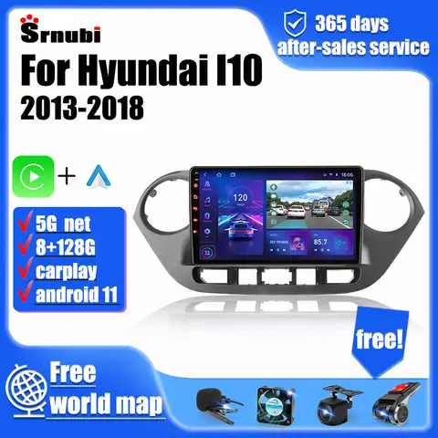 Srnubi 2 Din Android 11 Автомагнитола для Hyundai I10 2013 2014 - 2018 мультимедийная навигация GPS Carplay 4G стерео плеер головное устройство
