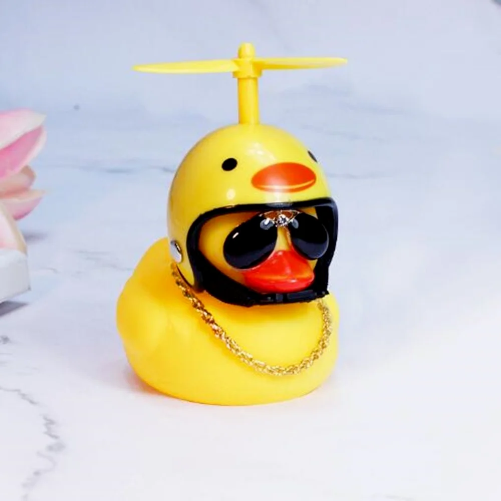 Cute Rubber Duck Kids Toys Wind-breaking Helmet Yellow Duck Baby Shower Bath Toys Toddler Gifts Car Decoration Cycling Decor