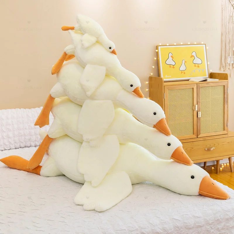 

50-160cm Cute Big White Goose Plush Toy Kawaii Huge Duck Sleep Pillow Cushion Soft Stuffed Animal Doll Birthday Gift for Girl