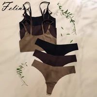 felinus seamless bra set sexy sport underwear women wireless tank top low waist panties comfortable basic female lingerie s xl