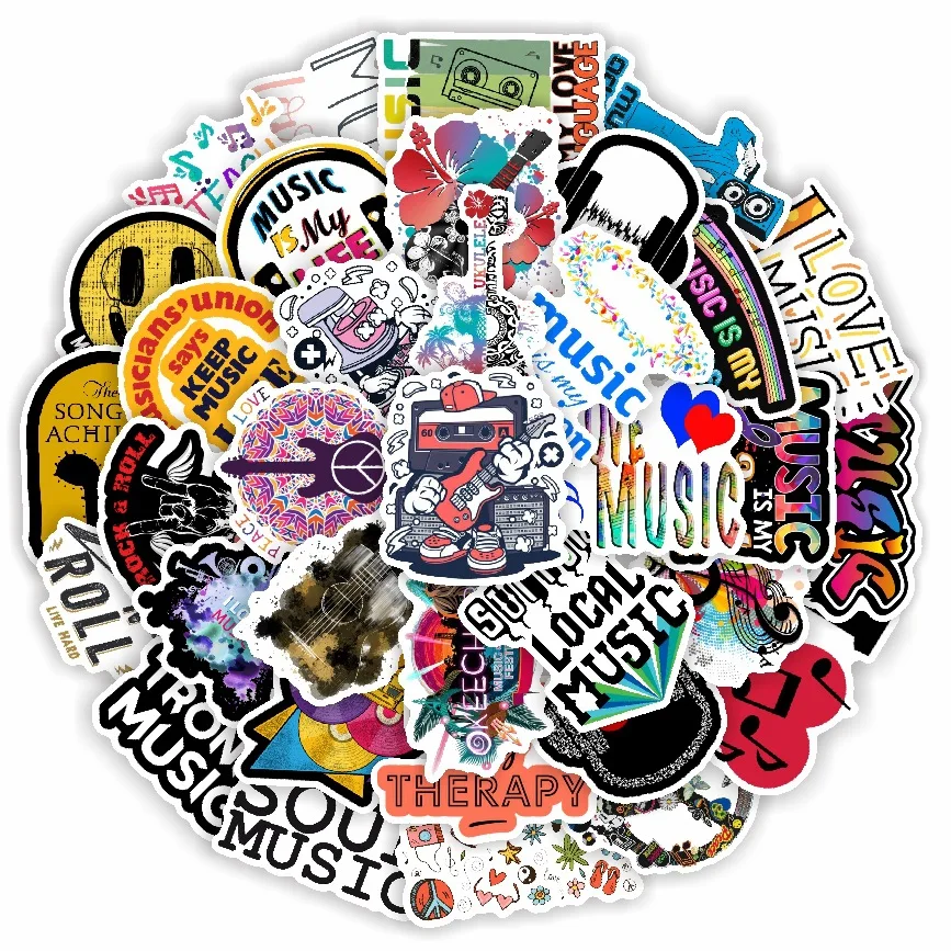 Наклейки на ноутбук велосипед гитару скейтборд граффити водостойкие 10/30/50 шт.