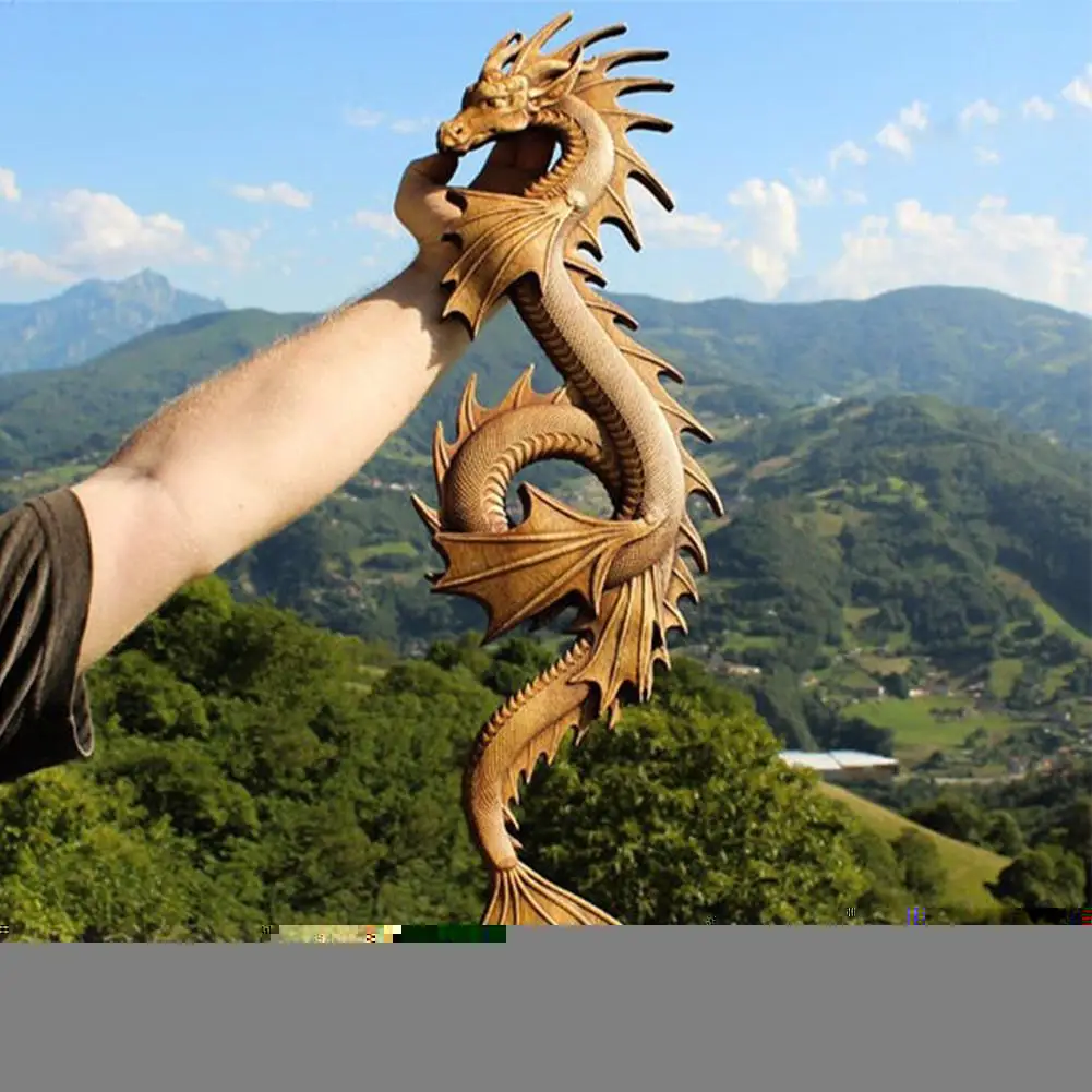 Wooden Carving Dragon Statue Wall Hanging Decor Sculpture Craft Home Ornament