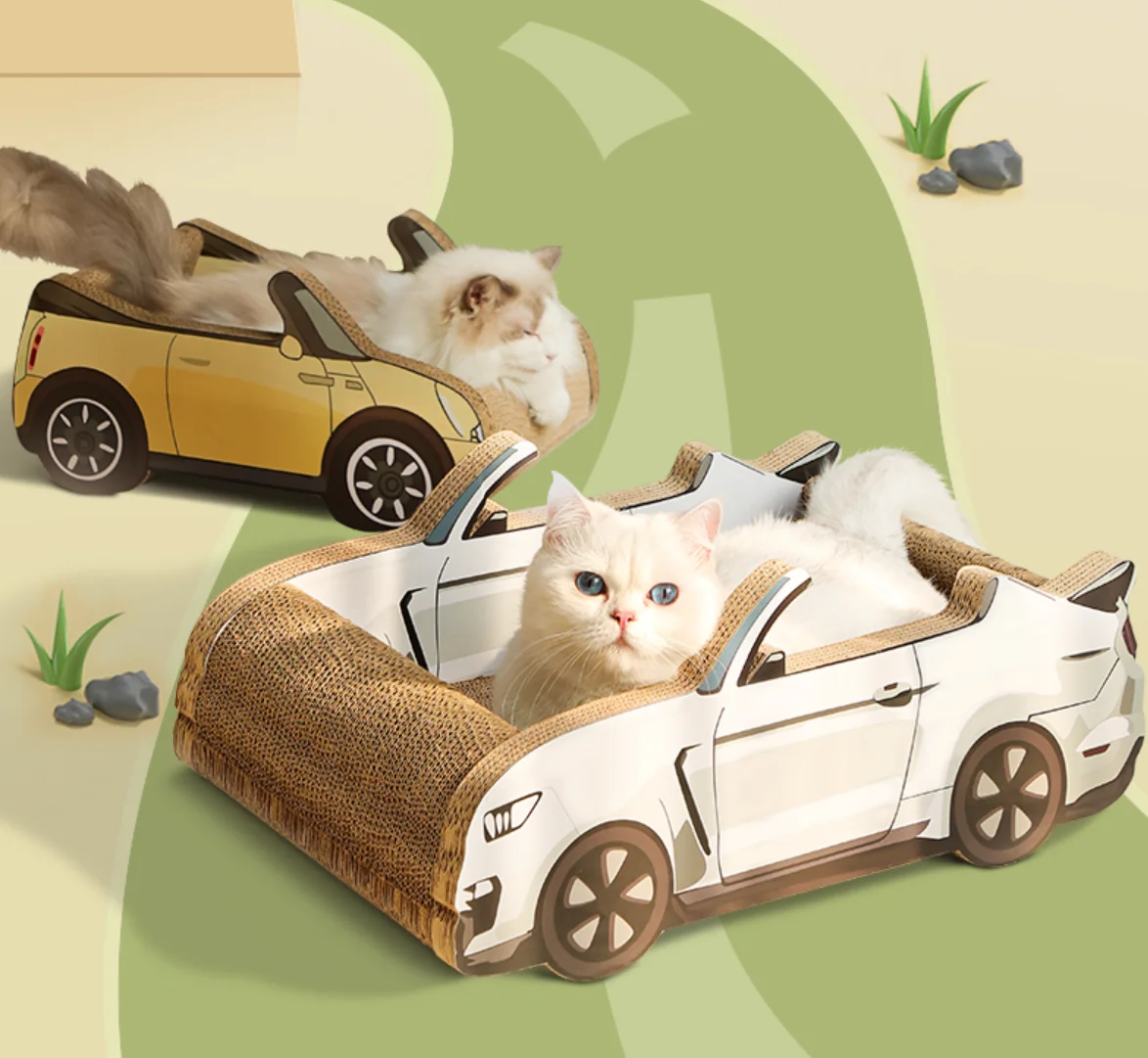

Sports car cat scratching board cat litter