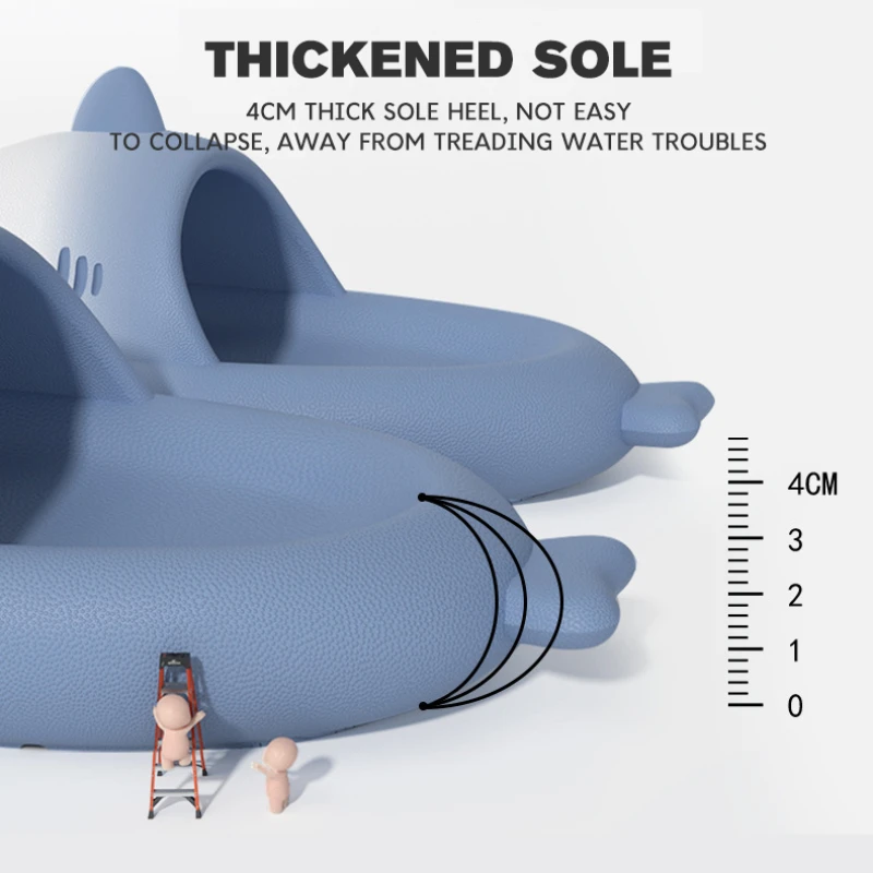 Gradient Shark Slippers Women's Summer Models Indoor Home Thick Bottom Non-slip Bathing Couples Outside Wear Men's Sandals