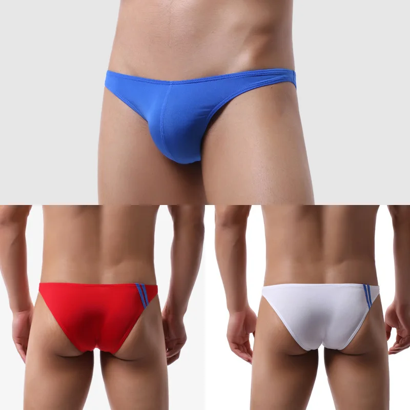 

Men's Sexy Underwear Low Waist Bikini Briefs Breathable Solid Color Underpants Male Elastic U Pouch Underwear Panties Cuecas