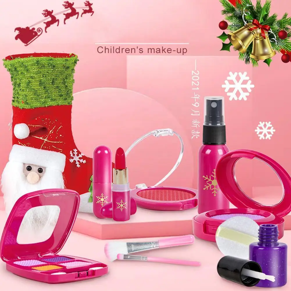 

Christmas Simulation Cosmetics Girl Pretend Make Up Makeup Beauty Toy House Lipstick Pink Princess Cosmetics Plastic S W4g5