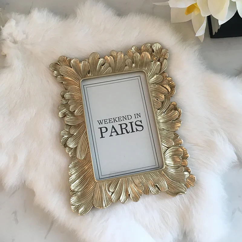 

Resin crafts European American leaves 6-inch photo frame picture frame photo frame setting table creative home decorations