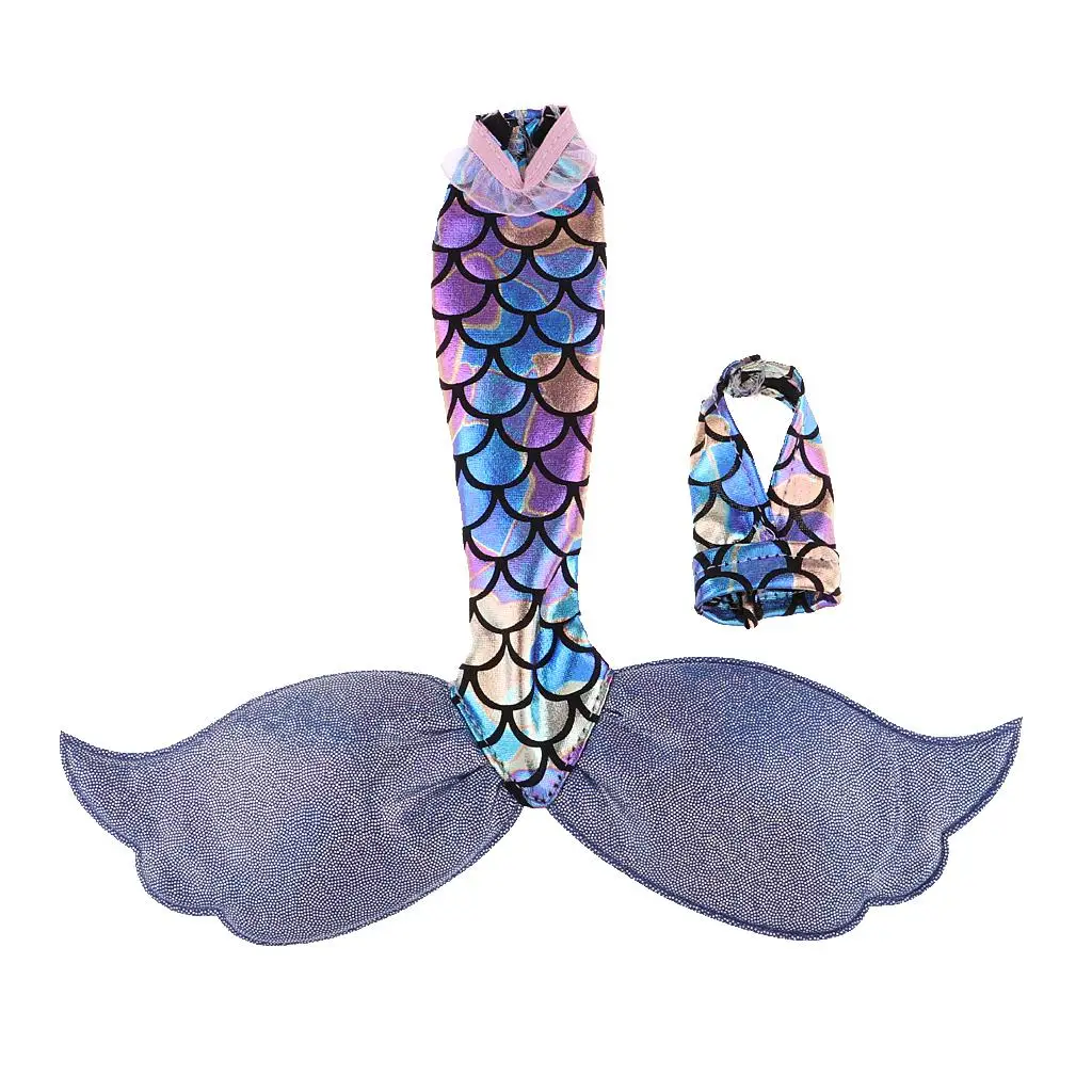 

New Hot Swimwear Mermaid Big Tail Dress V Collar Halter Top for Doll