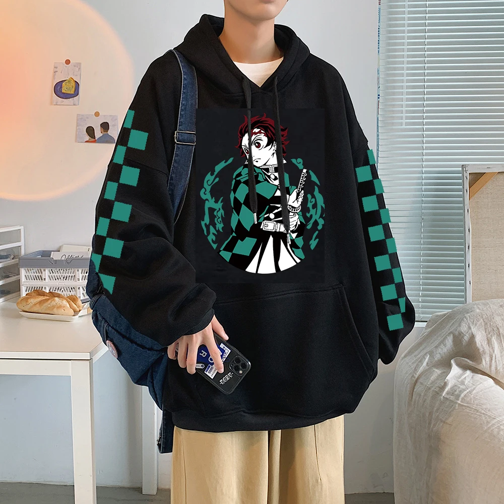 

Anime Hoodie Demon Slayer Hoodies Tanjiro Kamado Hoodie Fashion Cosplay Costume Unisex Harajuku Overside Sweatshirt Outerwear