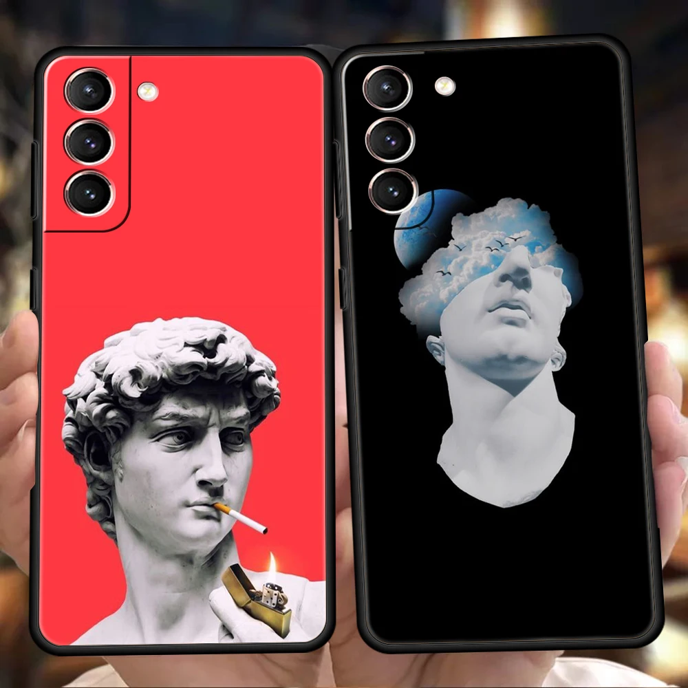 

Art Statue Abstract Case for Samsung Galaxy S22 S20 S21 FE Ultra S10 S9 M22 M32 Note 20 Ultra 10 Plus 5G Silicon TPU Phone Cover