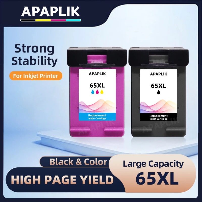 

APAPLIK For HP 65XL Ink Cartridge for hp65 Envy 5010 5020 5030 5032 5034 5052 5055 Deskjet 2620 2621 2622 2623 2624 2625 Printer