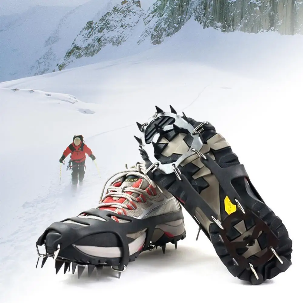 

1 Pair 18 Teeth Anti-Slip Ice Snow Shoe Boot Traction Cleat Spikes Crampon Shoes Boots Covers steigeisen шипы для сапог