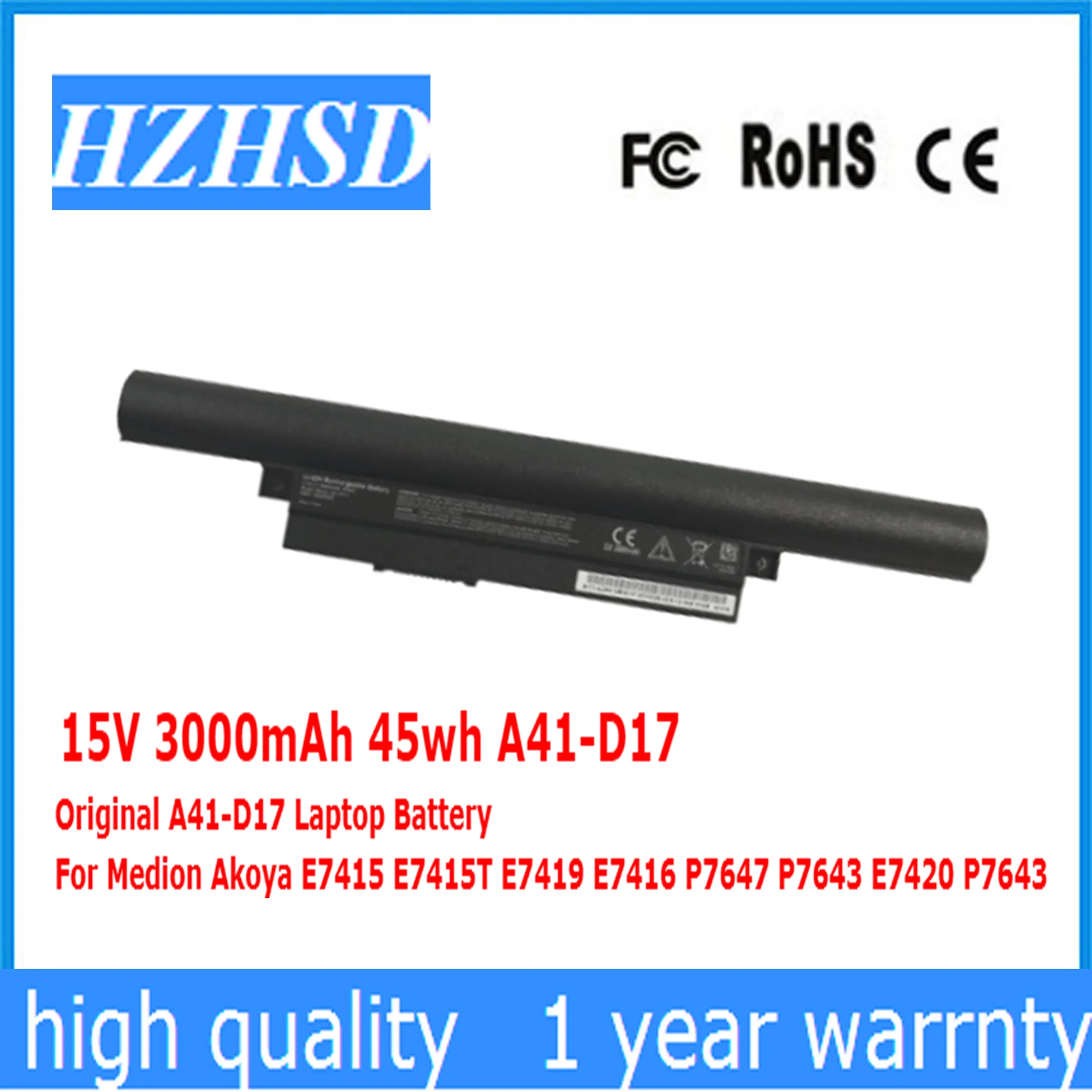 15 В 3000 мАч 45 Втч A41-D17 Оригинальный аккумулятор для ноутбука Medion Akoya E7415 E7415T E7419 E7416