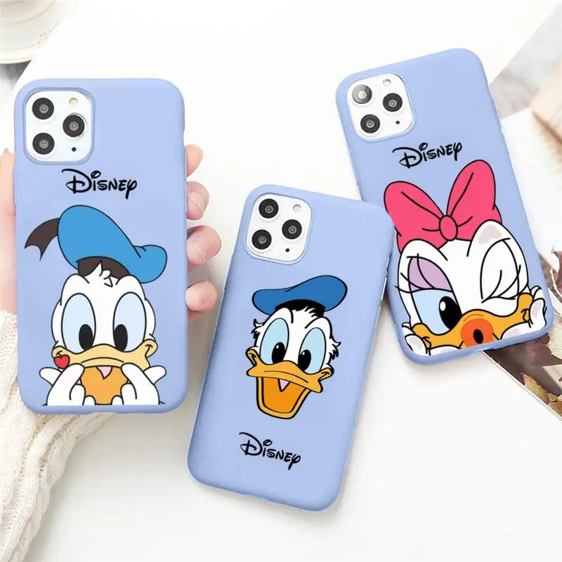

Disney Donald Duck Daisy Duck Phone Case for iPhone 13 12 mini 11 Pro Max X XR XS 8 7 6s Plus Candy purple Silicone cover