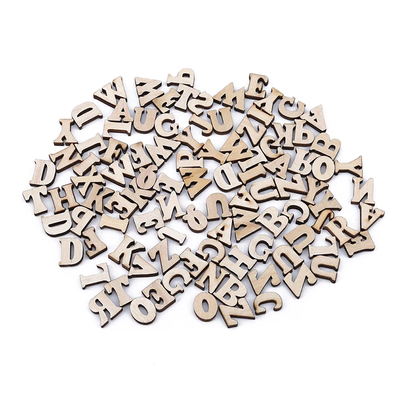 

100PCS/Pack Children's English Alphabet Educational Toys Kids DIY Early Language Learning Printing Wood Chips High Quality