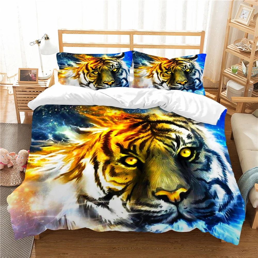 

Fashion Bedding Set 2/3pcs 20 Patterns 3D Tiger Printing Duvet Cover Sets 1 Quilt Cover + 1/2 Pillowcases Twin Full Queen King