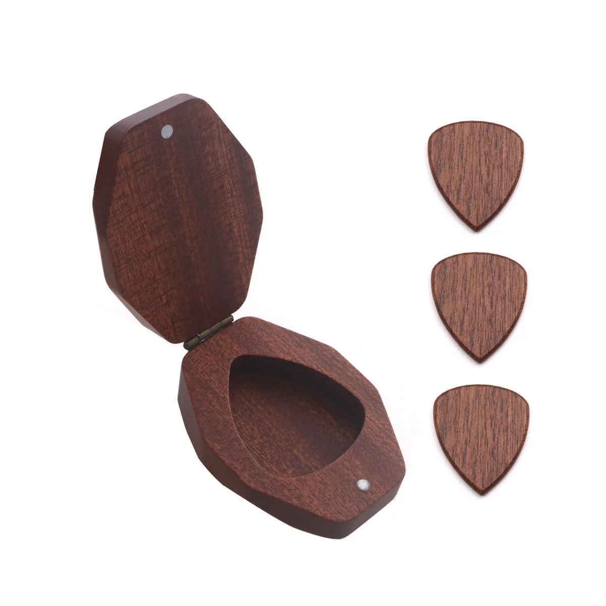 

Wooden Guitar Pick Plectrum Box with 3 Guitar Picks Holder Personalized Storage Box Guitarra Accessories