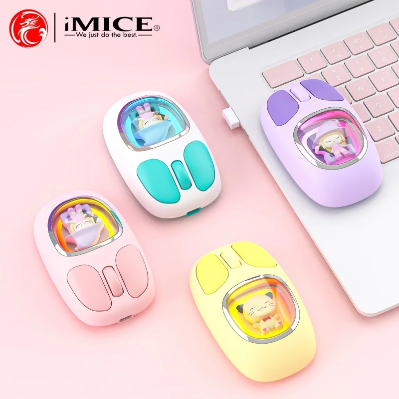 Фото Оригинальная Bluetooth-мышь IMICE с двойным режимом, милая кукла с зарядкой от USB, беспроводная, игровая, офисная, персонализированная №3