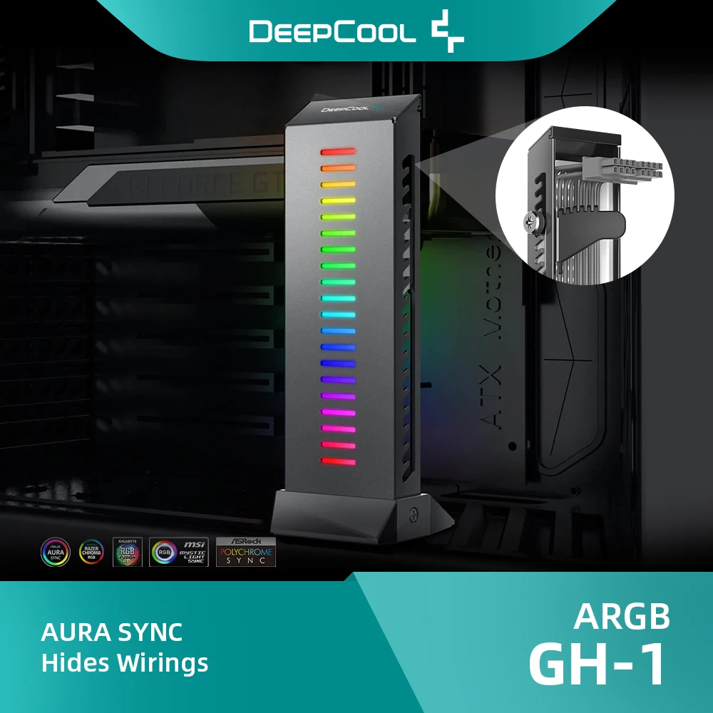 

DeepCool GH-01 GPU кронштейн для графических карт, поддержка DC5V A-RGB 1,2 W, аксессуары для графических карт, украшение для ПК
