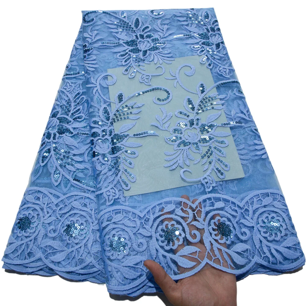 Французская сетчатая кружевная ткань 2024 Высококачественная вышитая блестящая