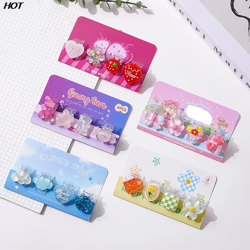 

4pc/set Mini Cute Paper Clip Creative Lovely Heart Flower Scrapbook Clip Student Stationery Acrylic Clip Office Accessor