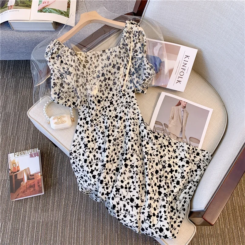 Новое летнее длинное платье с короткими рукавами во французском стиле Pure Desire