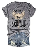 teeteety womens high quality 100 cotton music city nashville printed graphic o neck t shirt