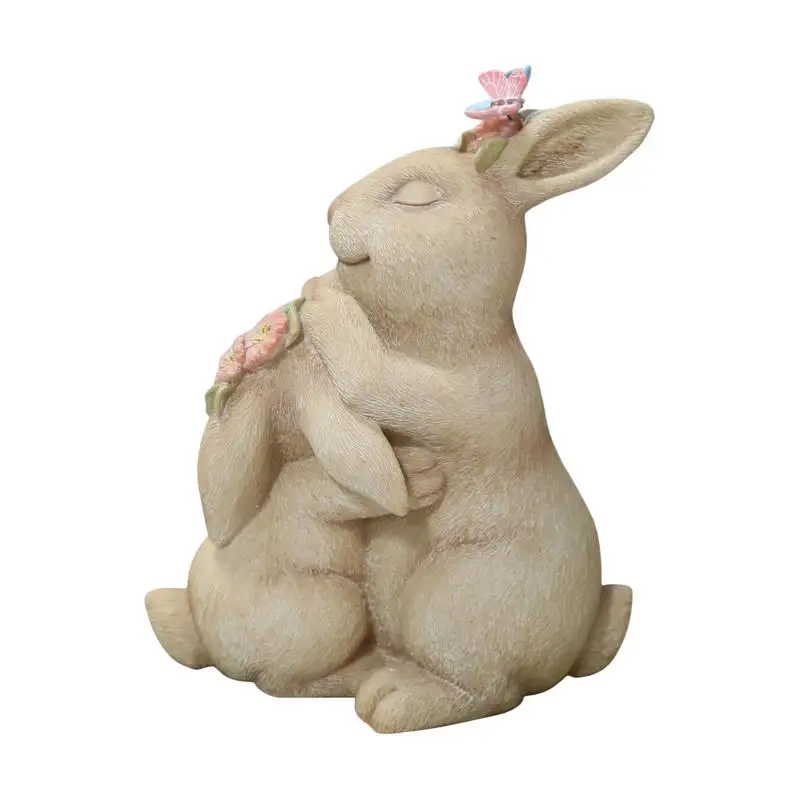 

Hugging Easter Decorations Bunny Whitewashed Large Rabbit Figurines Large Size 8.5in H Home Garden Outdoor Spring Decorations
