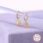 Женские серьги-подвески в виде подсолнуха из серебра 925 пробы