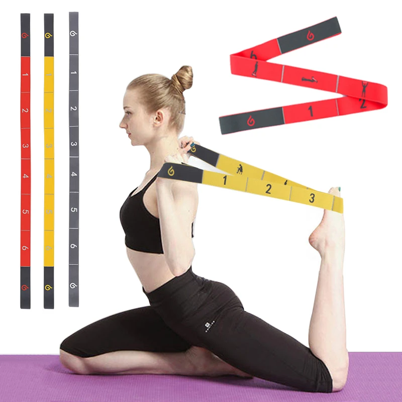 

115*3.8cm Yoga Pull Strap Belt Latex Elastic Latin Dance Stretching Band Loop Pilates Fitness Exercise Resistance Bands