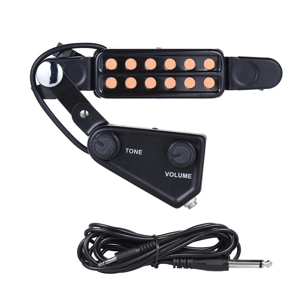 

12-hole Acoustic Guitar Pickup Sound Hole Pickup Magnetic Transducer with Tone Volume Controller Audio Cable Guitar Accessories