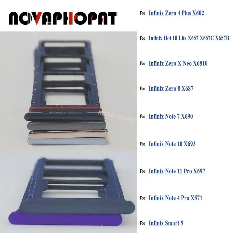 Novaphopat лоток для SIM-карты для Infinix Zero 4X8 Neo Hot 10 Lite Note 4 7 10 11 Pro Plus X657 X693 Sim держатель Слот адаптер считыватель