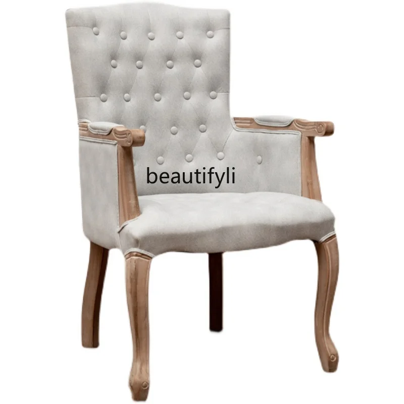 

LBX American-Style Solid Wood Chair Retro Desk Chair Dining Chair Study and Bedroom Silent Wingback Chair