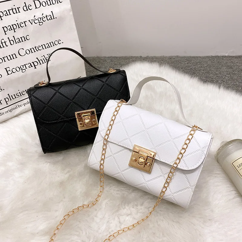 Ladies hand bags Foreign trade bag Women's chain crossbody bag 2023 Simple and fashionable portable small square bag