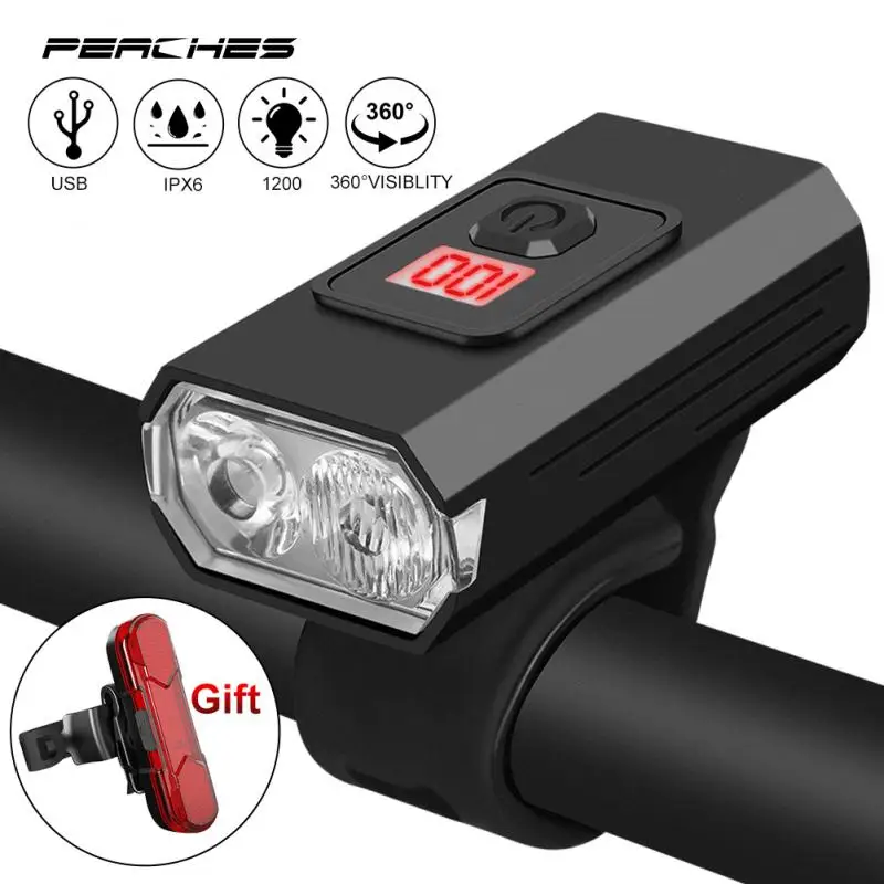 

2 PCS LED Bicycle Lights 1200LM Bike Light USB Rechargeable Bicycle Lantern Outdoor Bike Flashlight Headlight MTB Accessories