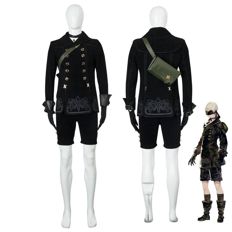 

NieR Automata 9S Cosplay Cotsume YoRHa No. 9 Type S Uniform Jacket Pants Eye Wear Gloves for Men Halloween Party Suit