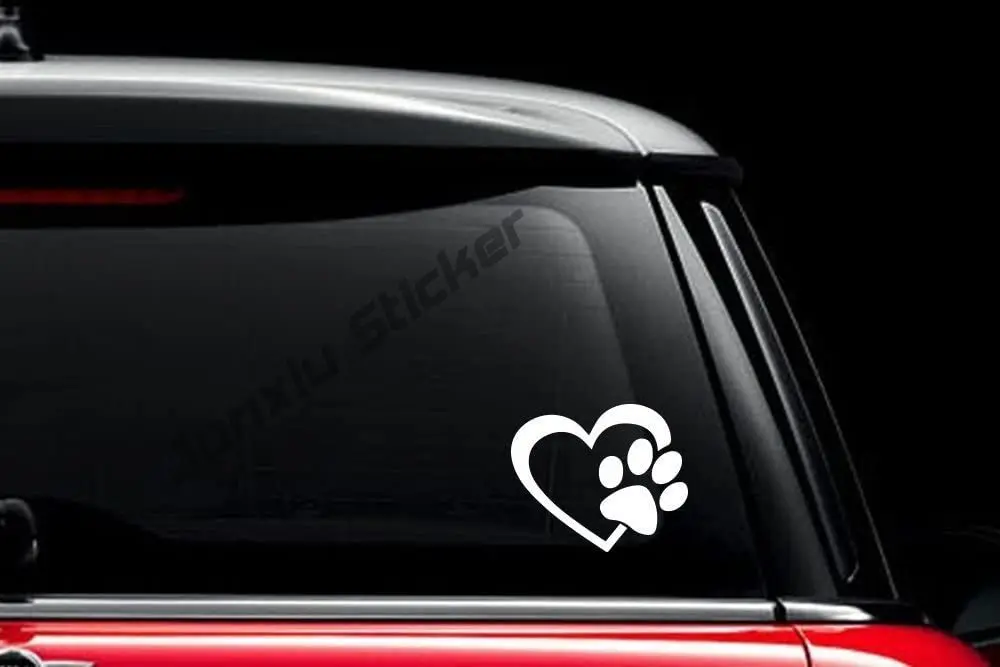 

Keen Heart with Dog PAW Puppy Love Decal Vinyl Sticker for Cars Trucks Walls Laptop White Rear Windshield Decal Decoration