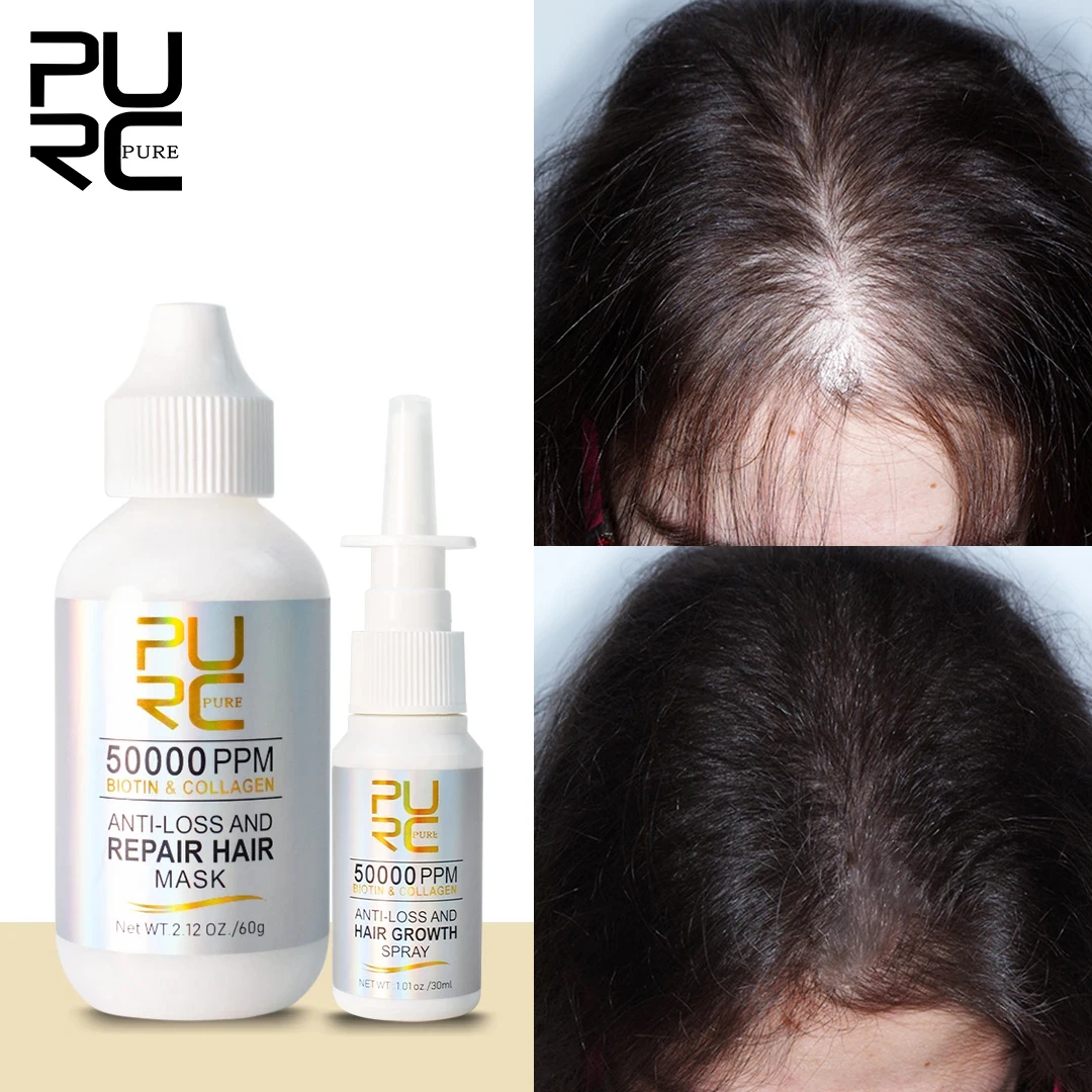 

PURC Biotin Hair Growth Products for Men Women Anti Hair Loss Scalp Treatment Grow Spray Collagen Hair Mask Soft Hair Care Set