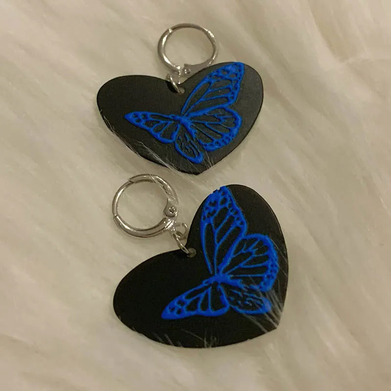 

Egirl Aesthetic Acrylic Blue Butterfly Drop Earrings Korean Fashion Punk Earrings for Women Y2K Jewelry Goth Accessories Bling
