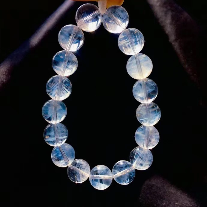 

Браслет из натуральных голубых бусин из рутилированного кварца с перьями, 11,5 мм, прозрачные круглые бусины с кристаллами в виде пирамиды дл...
