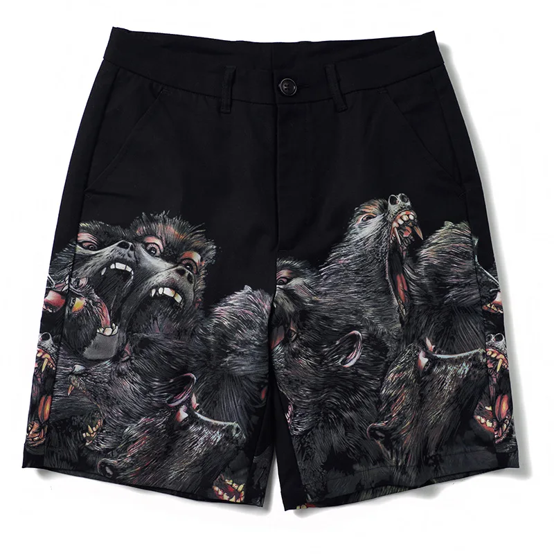 

High New luxury Novelty Men Comfortable Roaring orangutan Classic Striped Skateboard Street Cotton Casual Shorts #N257