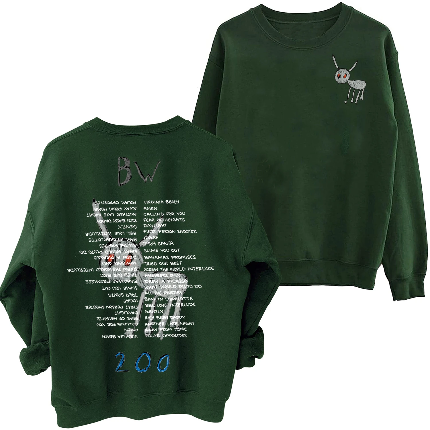 Толстовка с круглым вырезом и принтом Дрейка для всех собак музыкальный тур 2023