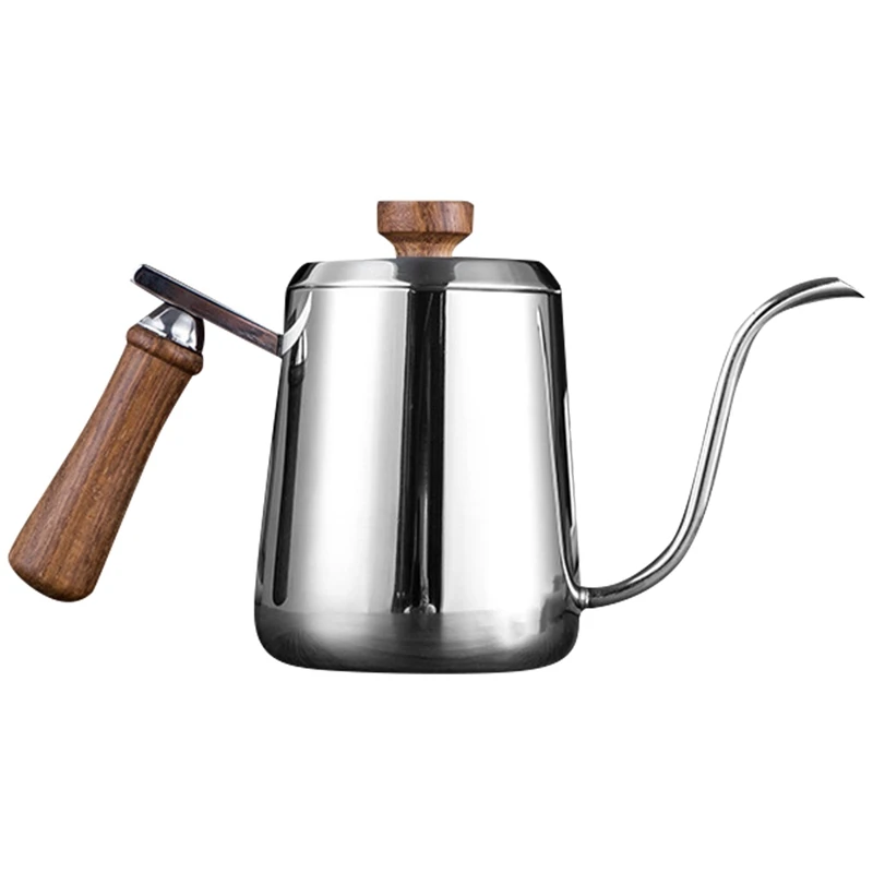 

350Ml Swan Hand Punch Pot 304 Drip Filter Hand Coffee Pot Stainless Steel Slender Pot Wooden Handle Long Spout Kettle