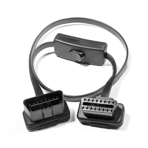 60 см OBD2 16-контактный прямоугольный удлинительный кабель «папа-мама» с диагностическим инструментом кабеля переключателя питания OBD