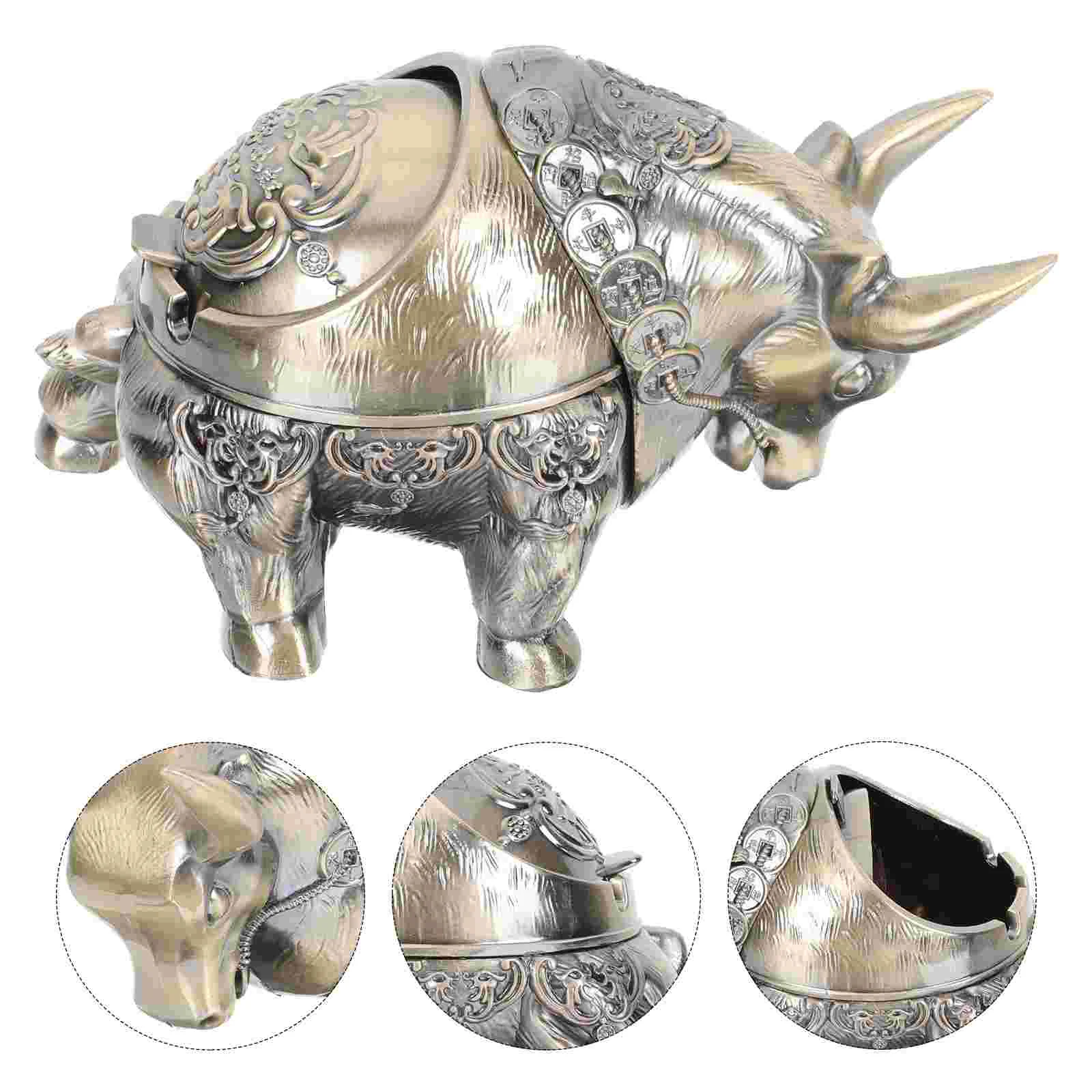 

Creative Ox Shape Ashtray Exquisite Cigarette Butt Container Desktop Ashtray