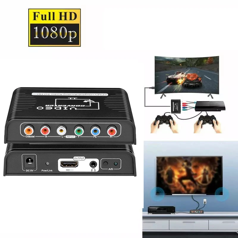 

5 RCA Ypbpr компонент аудио видео в HDMI-совместимый HD ТВ конвертер адаптер для Nintendo Wii Ps2 PS3 PSP к ТВ монитору дисплея